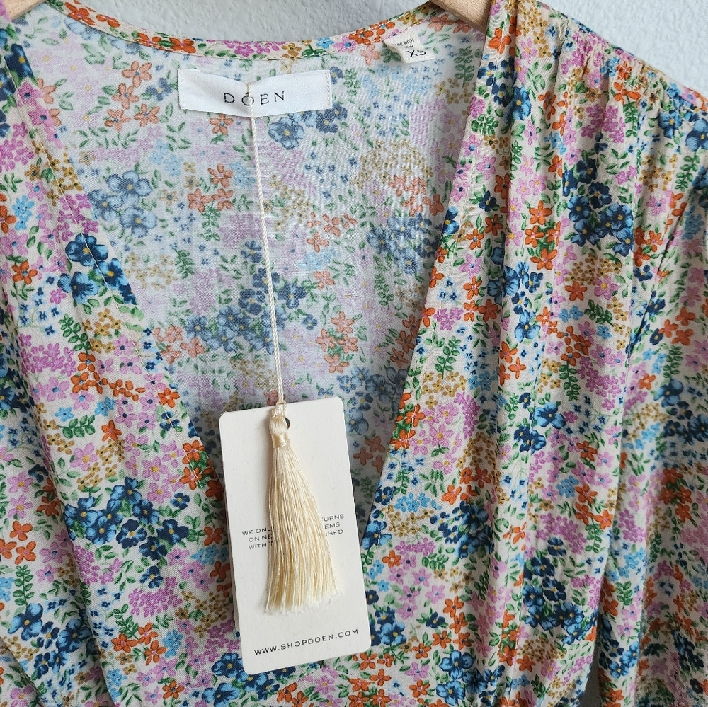 Doen Charleston Dress Creme Lady Bird floral Size XS NWT - Picture 5 of 10